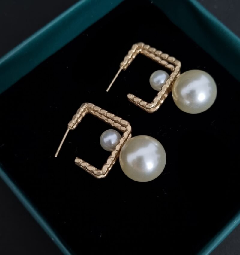 304 stainless steel hanging pearl earrings - Image 4