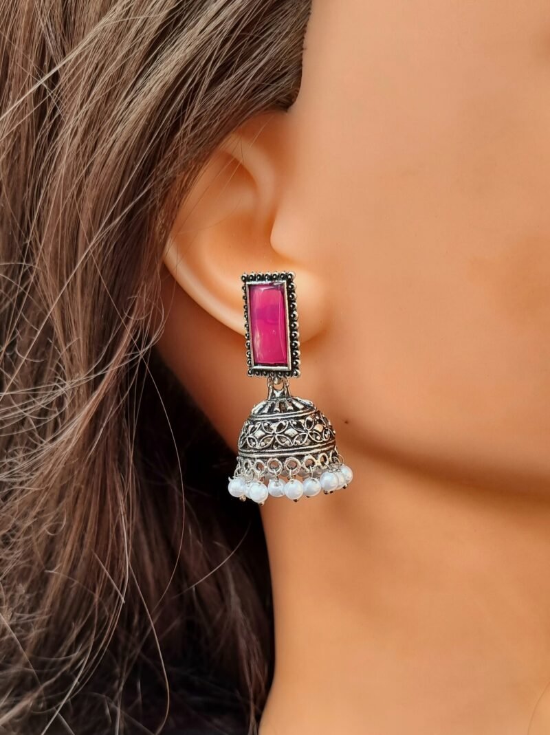 Ruby silver replica jhumki - Image 2