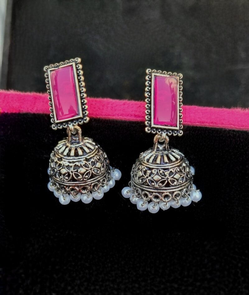 Ruby silver replica jhumki - Image 3