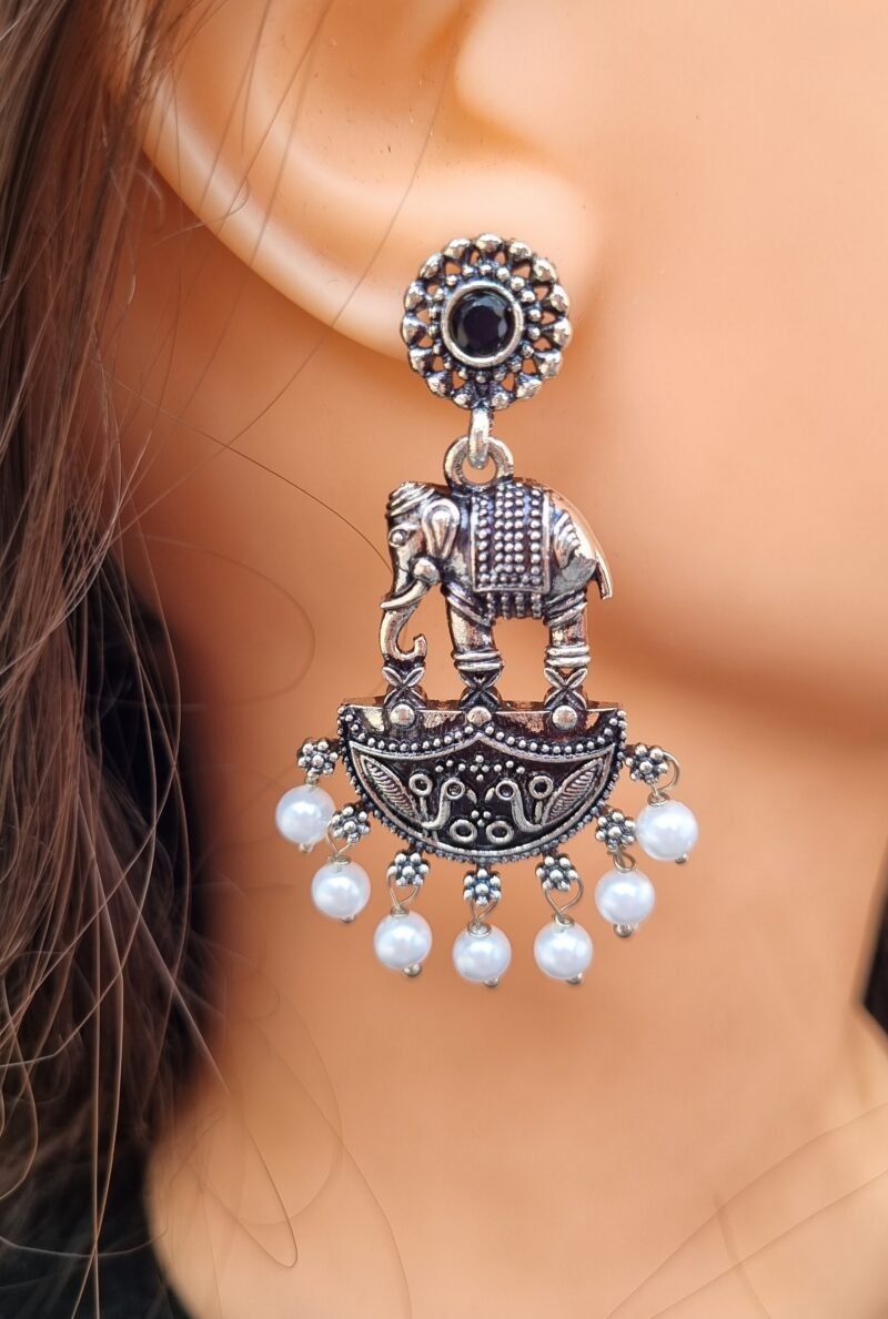 Elephant silver replica earrings