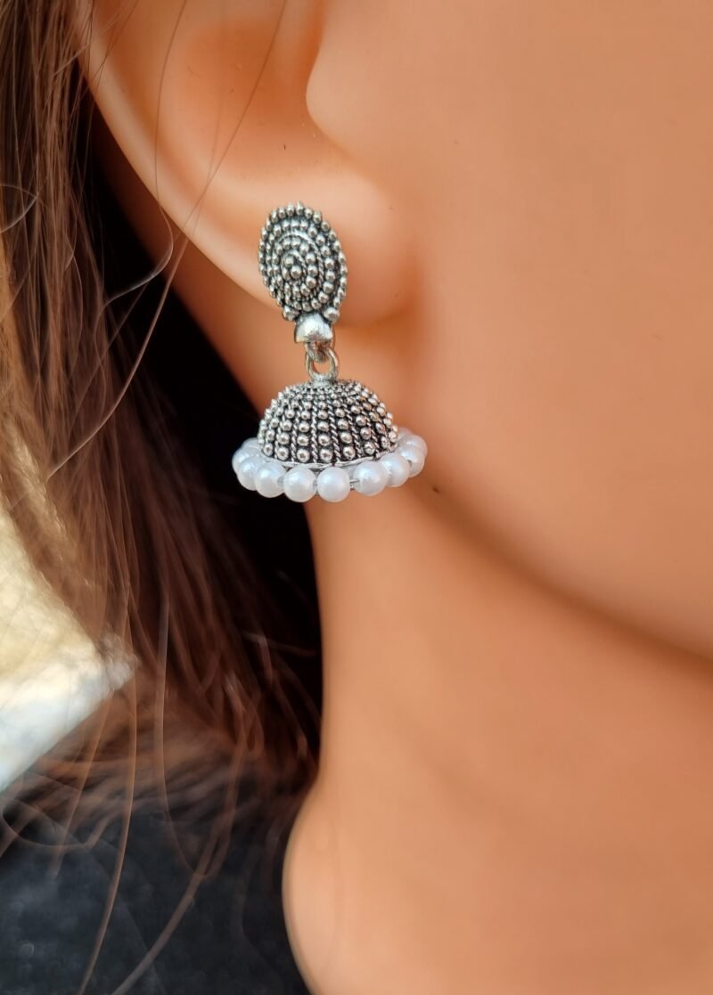 Oxidised Pearl Jhumki - Image 2