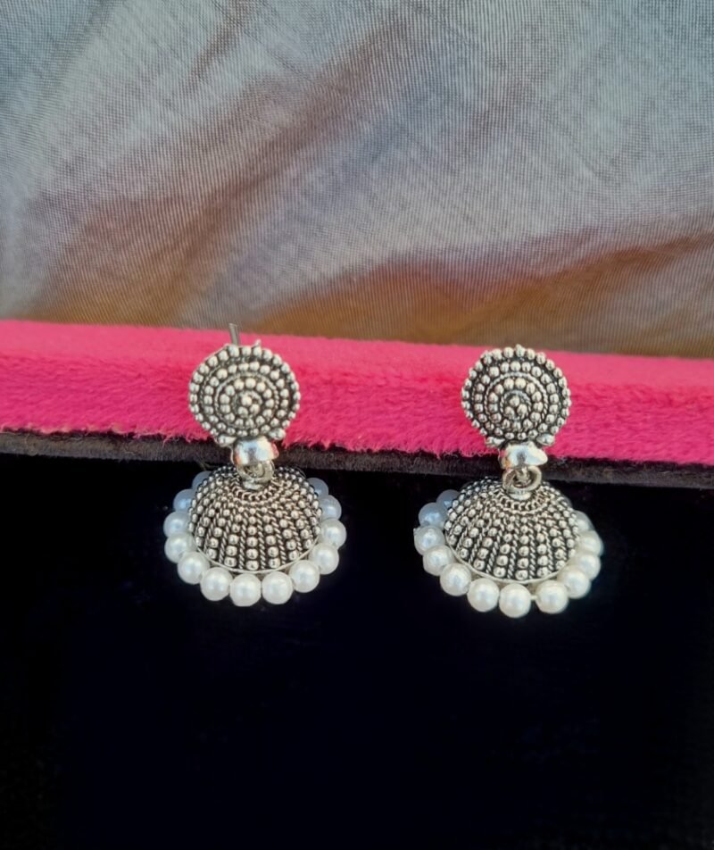 Oxidised Pearl Jhumki - Image 3